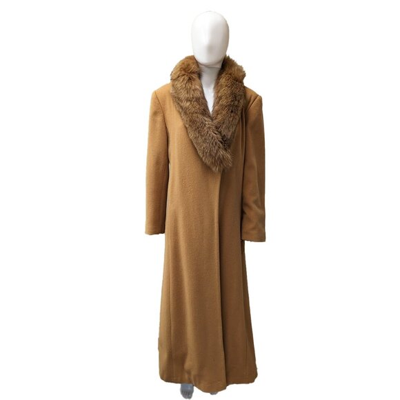 Vint. MARVIN RICHARDS 100% Lambswool Maxi Coat w/ Fox Fur Collar - Picture 2 of 9